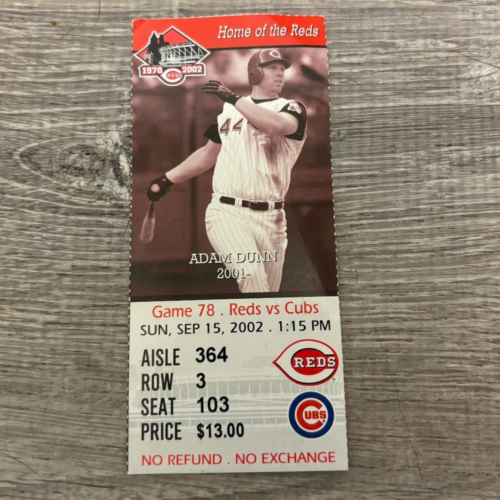 2002 Cincinnati Reds Ticket